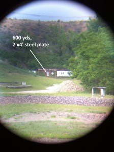 Here's what a 2'x4' steel plate looks like through my scope at 600 yards.